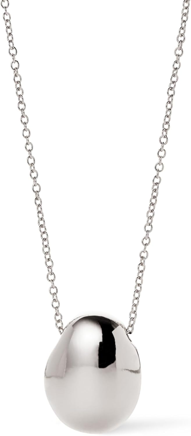 Pebble Pendant Necklace—14K Gold-Plated & Rhodium-Plated Silver Fashion Teardrop Necklace with Lobster Clasp—Hypoallergenic Materials, Water-Resistant & Sweat-Proof, Jewelry That Never Fades