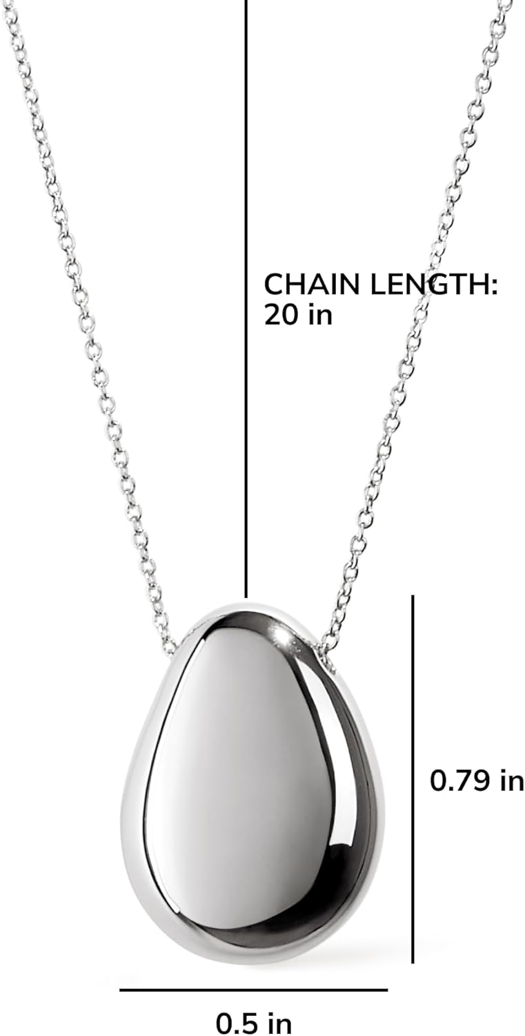 Pebble Pendant Necklace—14K Gold-Plated & Rhodium-Plated Silver Fashion Teardrop Necklace with Lobster Clasp—Hypoallergenic Materials, Water-Resistant & Sweat-Proof, Jewelry That Never Fades