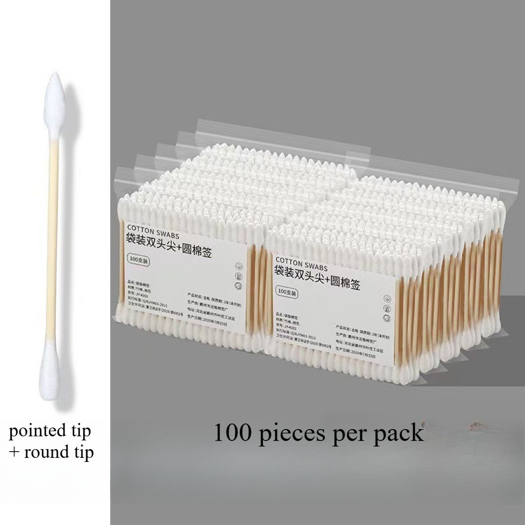 A313  Disposable Double Head Makeup Cotton Swabs, Pointed Bamboo Sticks, Household Ear Cleaning Boxed Cotton Buds