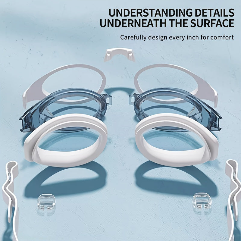 A332  Adult Swim Goggles with Replaceable Nose Bridge, White Frame