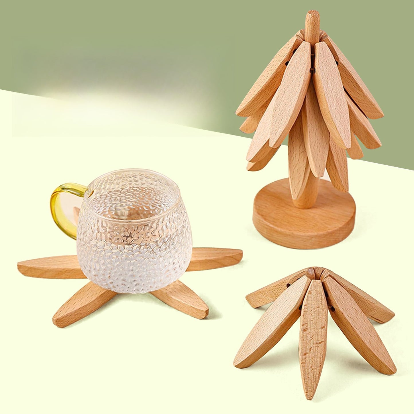 Wooden Tree Coasters Hot Plate Mats for Hot Dishes, Tree Coaster Set, Wooden Coasters for Hot Dishes, Pots, Bowls, Tea Kettles, Fondue Holders