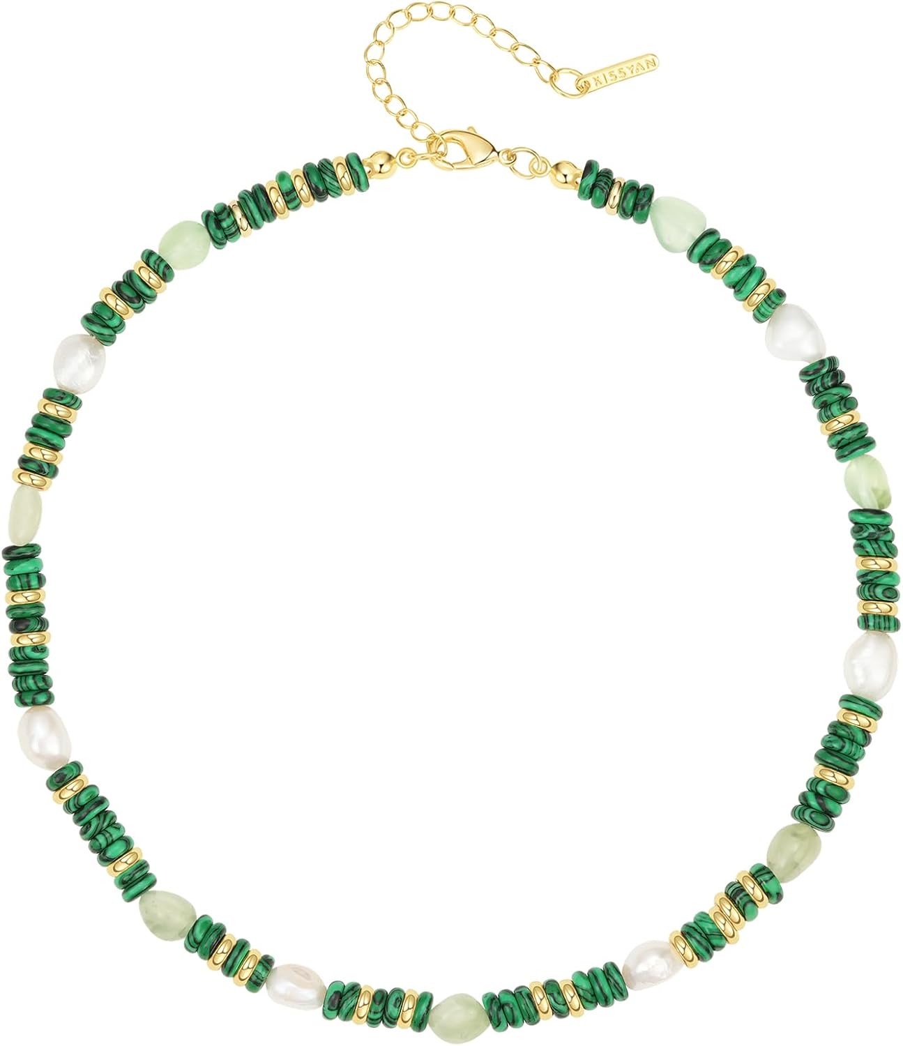 Beaded Gemstone Necklace for Women, Colorful Boho Bead Choker Natural Stone Surfer Beach Necklaces 14K Gold Plated Summer Handmade Jewelry