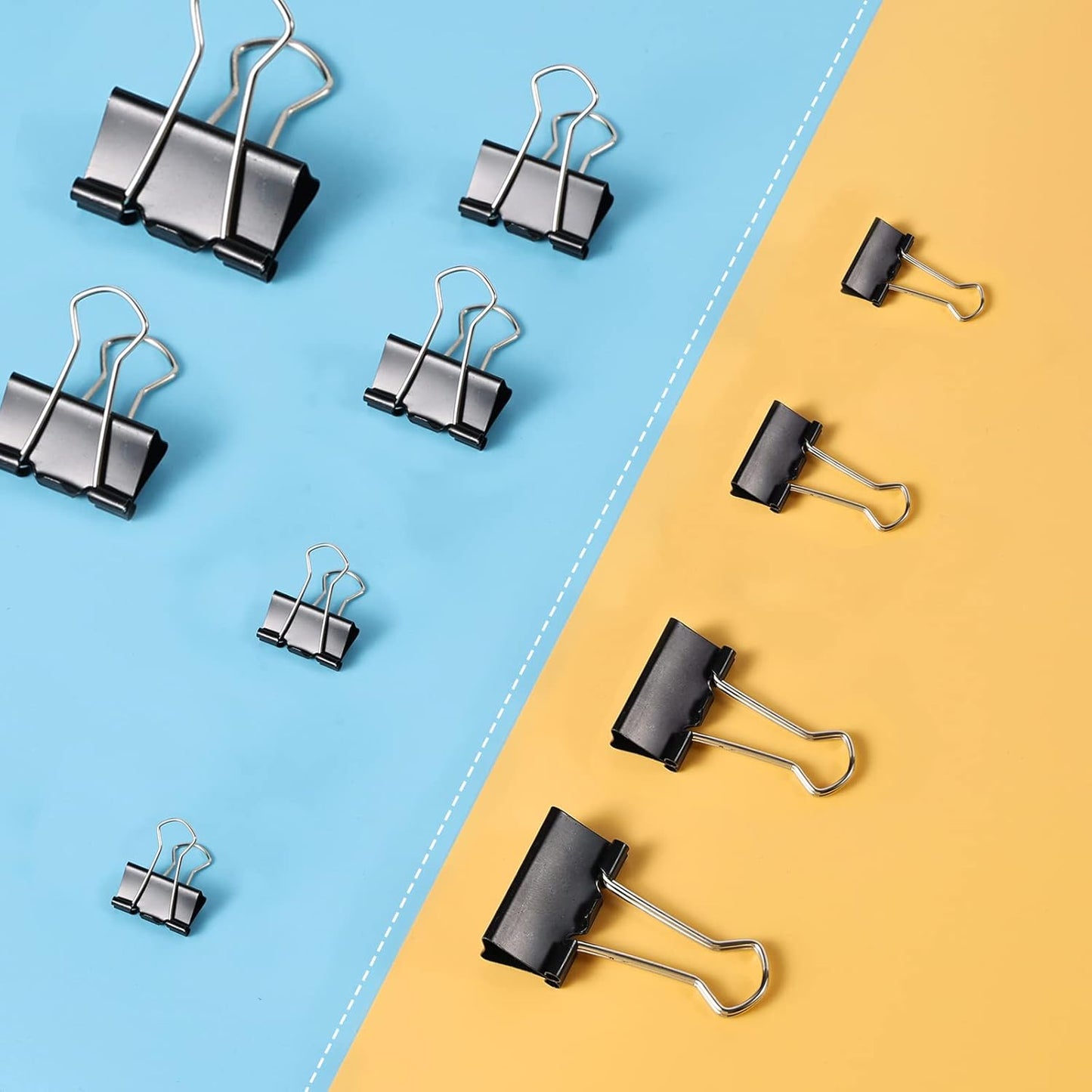 A324  208 PCS Binder Clips Paper Clamps Assorted Sizes, Metal Paper Binder Clip, Black Binding Paperwork Clamp Bulk, School Teachers Office Supplies