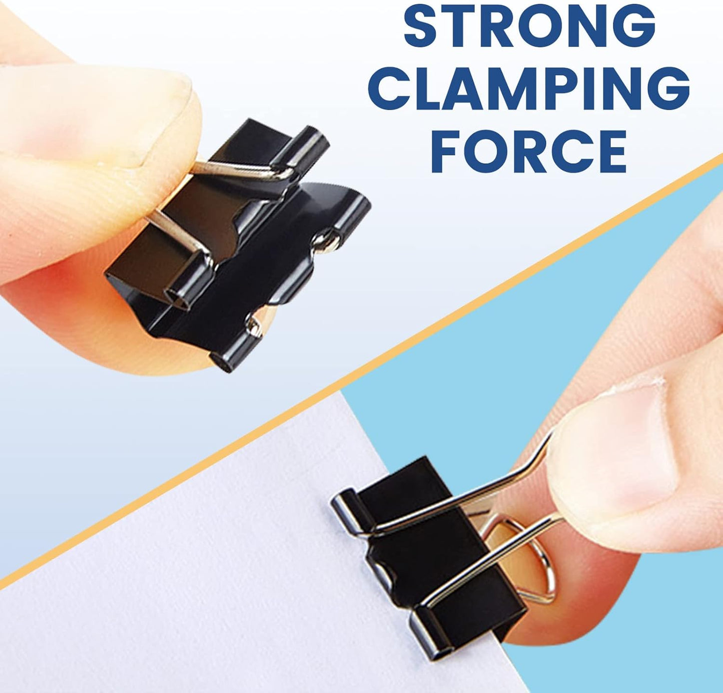 A324  208 PCS Binder Clips Paper Clamps Assorted Sizes, Metal Paper Binder Clip, Black Binding Paperwork Clamp Bulk, School Teachers Office Supplies