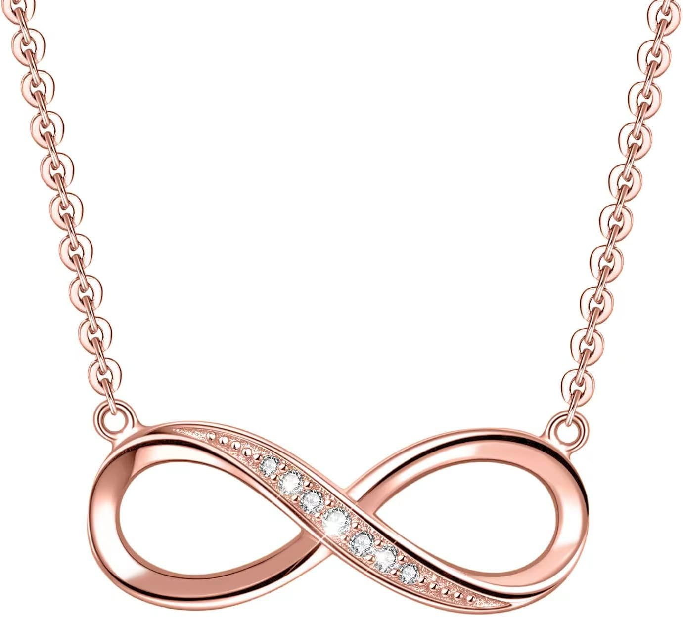Infinity Pendant Necklace for Women, 925 Sterling Silver Love Heart Necklace Fine Jewelry