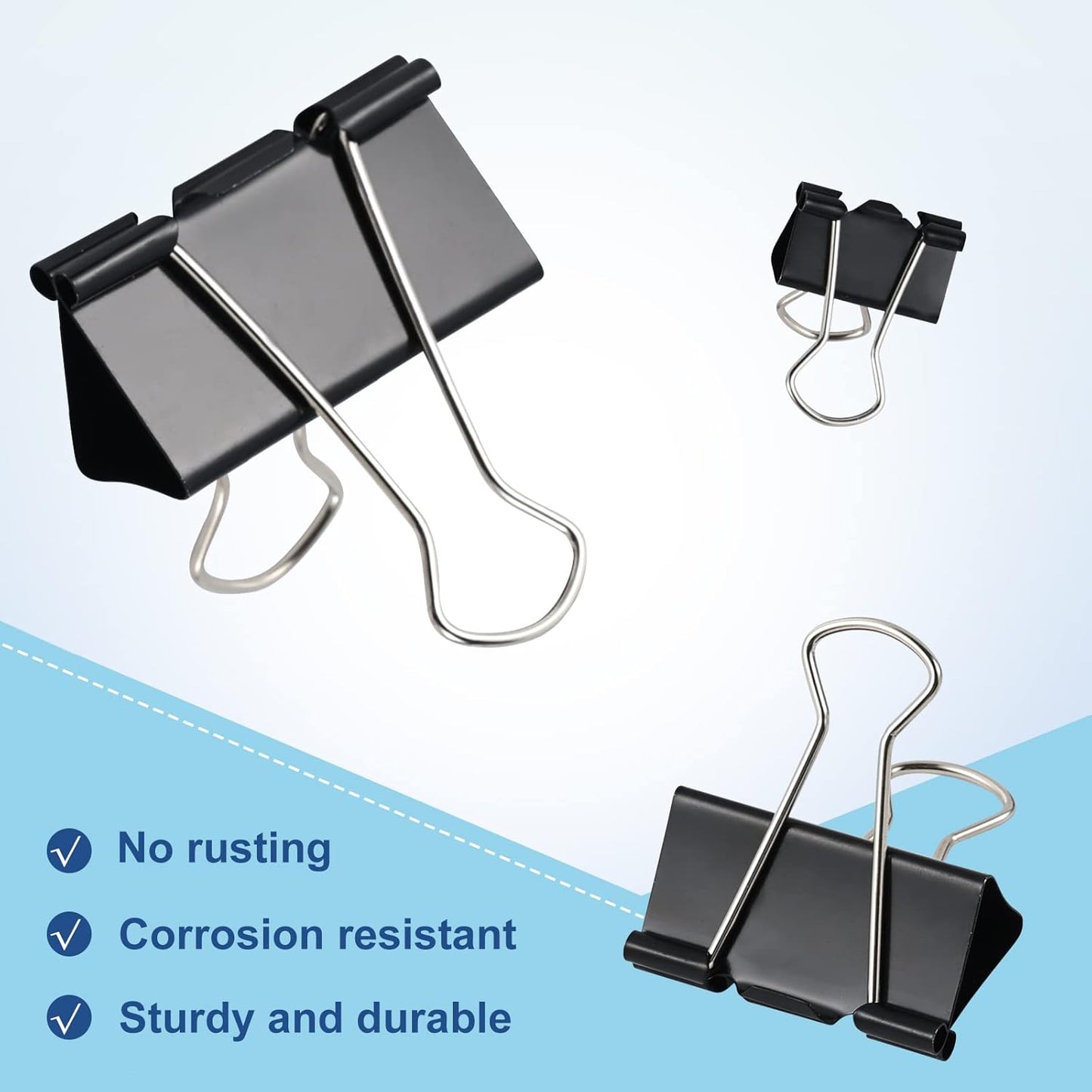 A324  208 PCS Binder Clips Paper Clamps Assorted Sizes, Metal Paper Binder Clip, Black Binding Paperwork Clamp Bulk, School Teachers Office Supplies