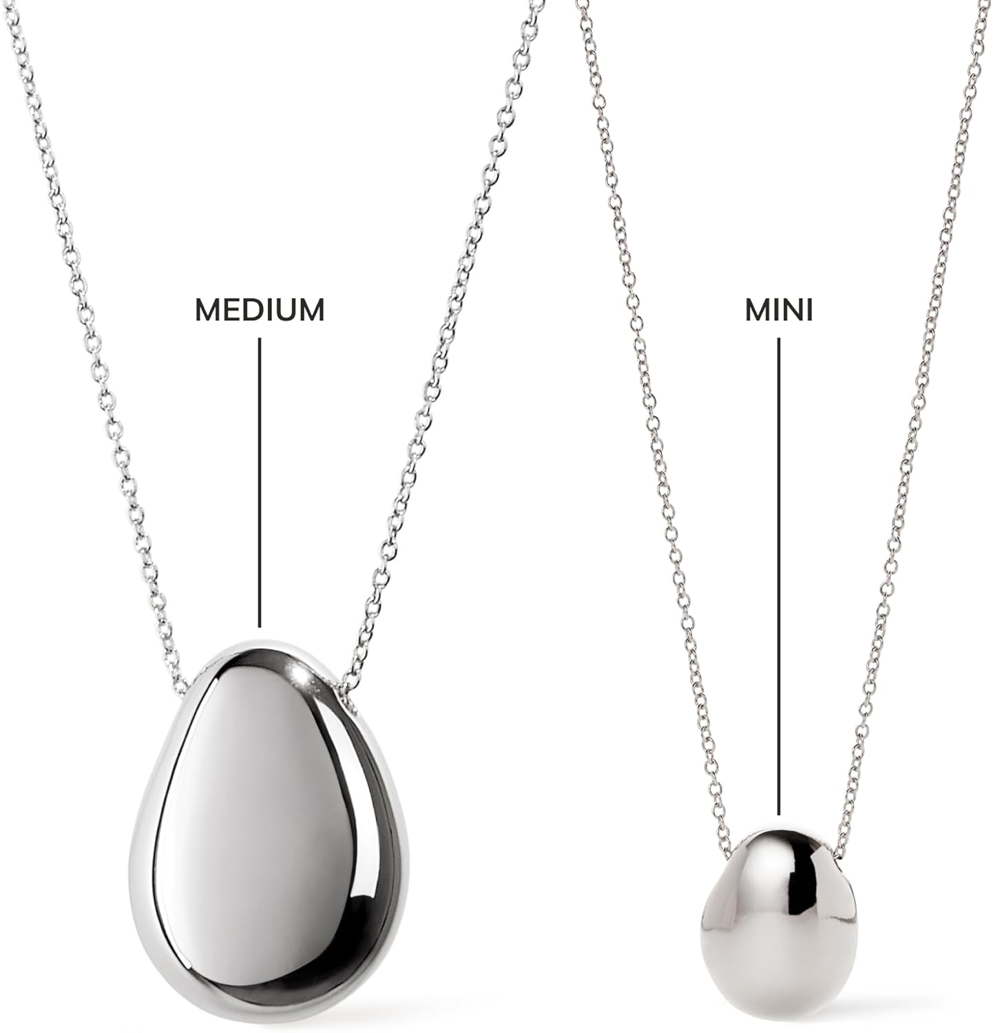 Pebble Pendant Necklace—14K Gold-Plated & Rhodium-Plated Silver Fashion Teardrop Necklace with Lobster Clasp—Hypoallergenic Materials, Water-Resistant & Sweat-Proof, Jewelry That Never Fades