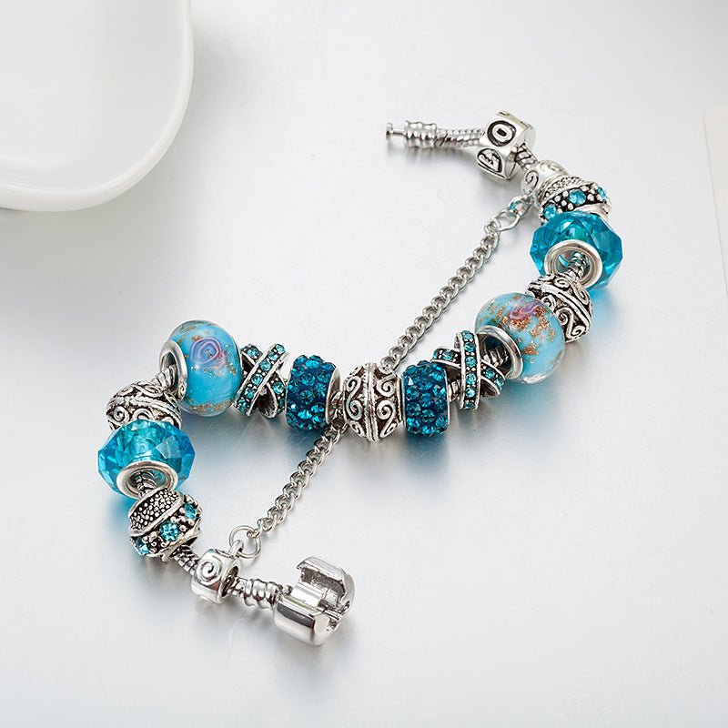 High-Quality, Hot-Selling Multi-Color Crystal Large-Hole Glass Bead Bracelet