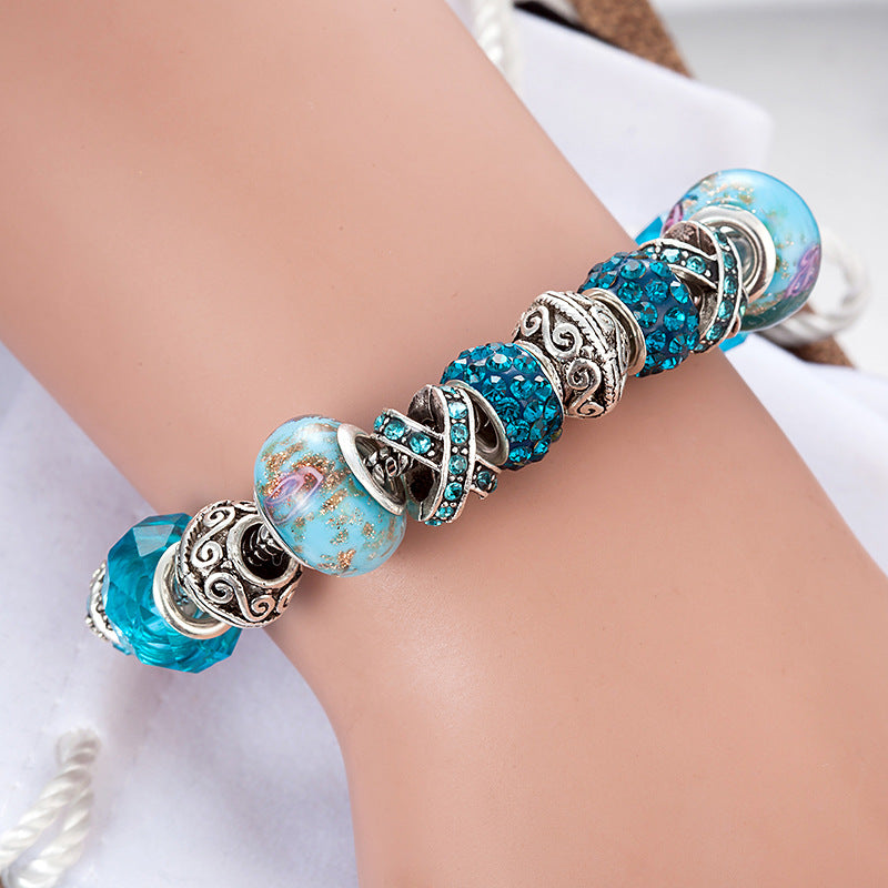 High-Quality, Hot-Selling Multi-Color Crystal Large-Hole Glass Bead Bracelet
