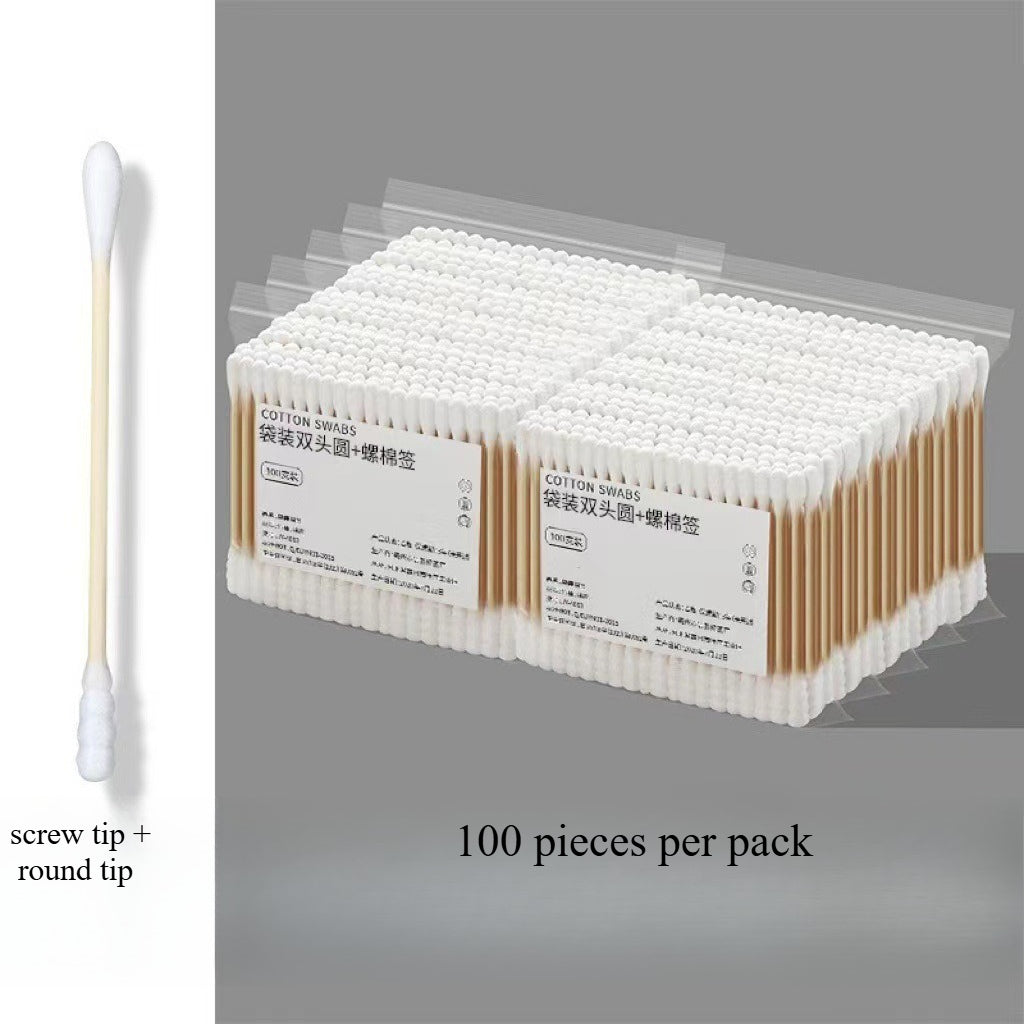 A313  Disposable Double Head Makeup Cotton Swabs, Pointed Bamboo Sticks, Household Ear Cleaning Boxed Cotton Buds