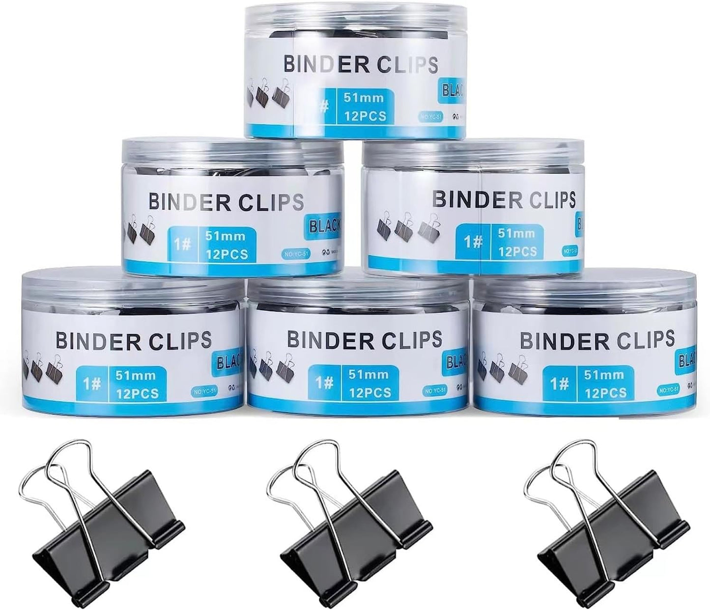 A324  208 PCS Binder Clips Paper Clamps Assorted Sizes, Metal Paper Binder Clip, Black Binding Paperwork Clamp Bulk, School Teachers Office Supplies