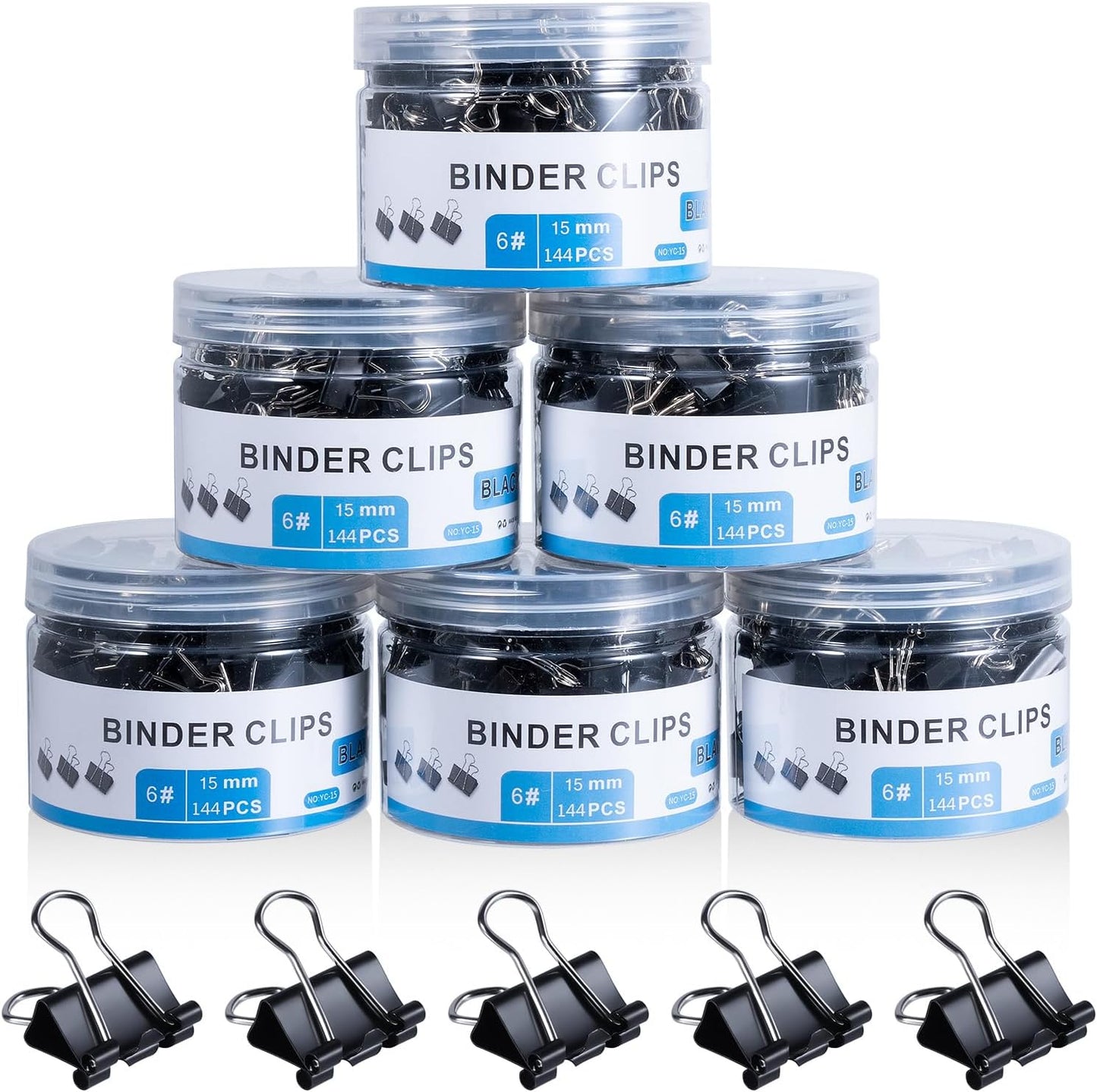 A324  208 PCS Binder Clips Paper Clamps Assorted Sizes, Metal Paper Binder Clip, Black Binding Paperwork Clamp Bulk, School Teachers Office Supplies