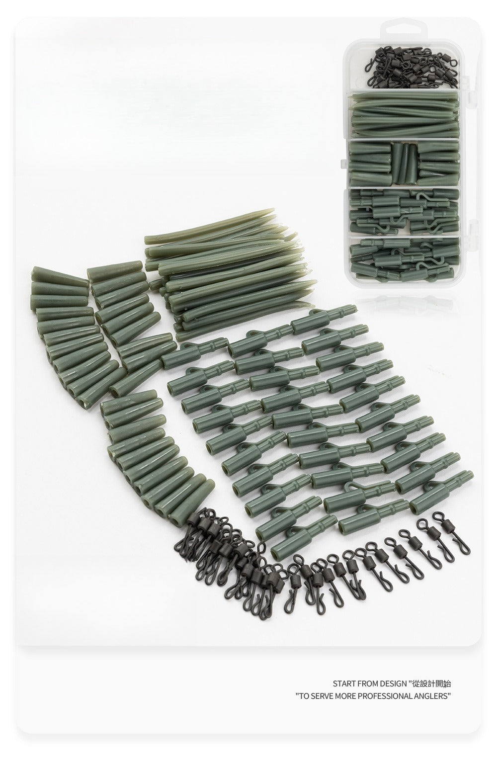 A339   120PCS European Carp Fishing Accessories Set, High Quality Hose Pin Tail Pipe Tackle Box for Reservoir Fishing