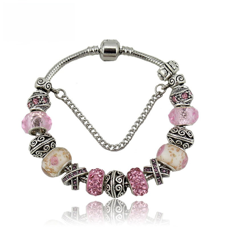High-Quality, Hot-Selling Multi-Color Crystal Large-Hole Glass Bead Bracelet
