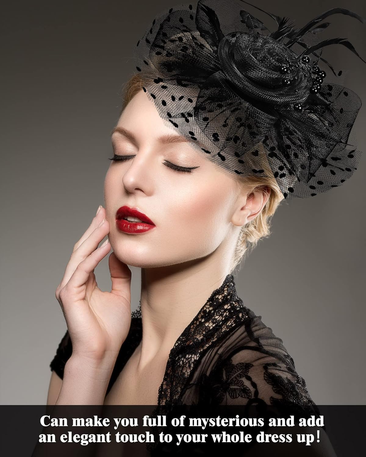 A364  - 6 Pcs Fascinators Hat Tea Party Headwear Mesh Ribbons Feather on a Headband and a Clip Derby Flower Hat for Girl Women