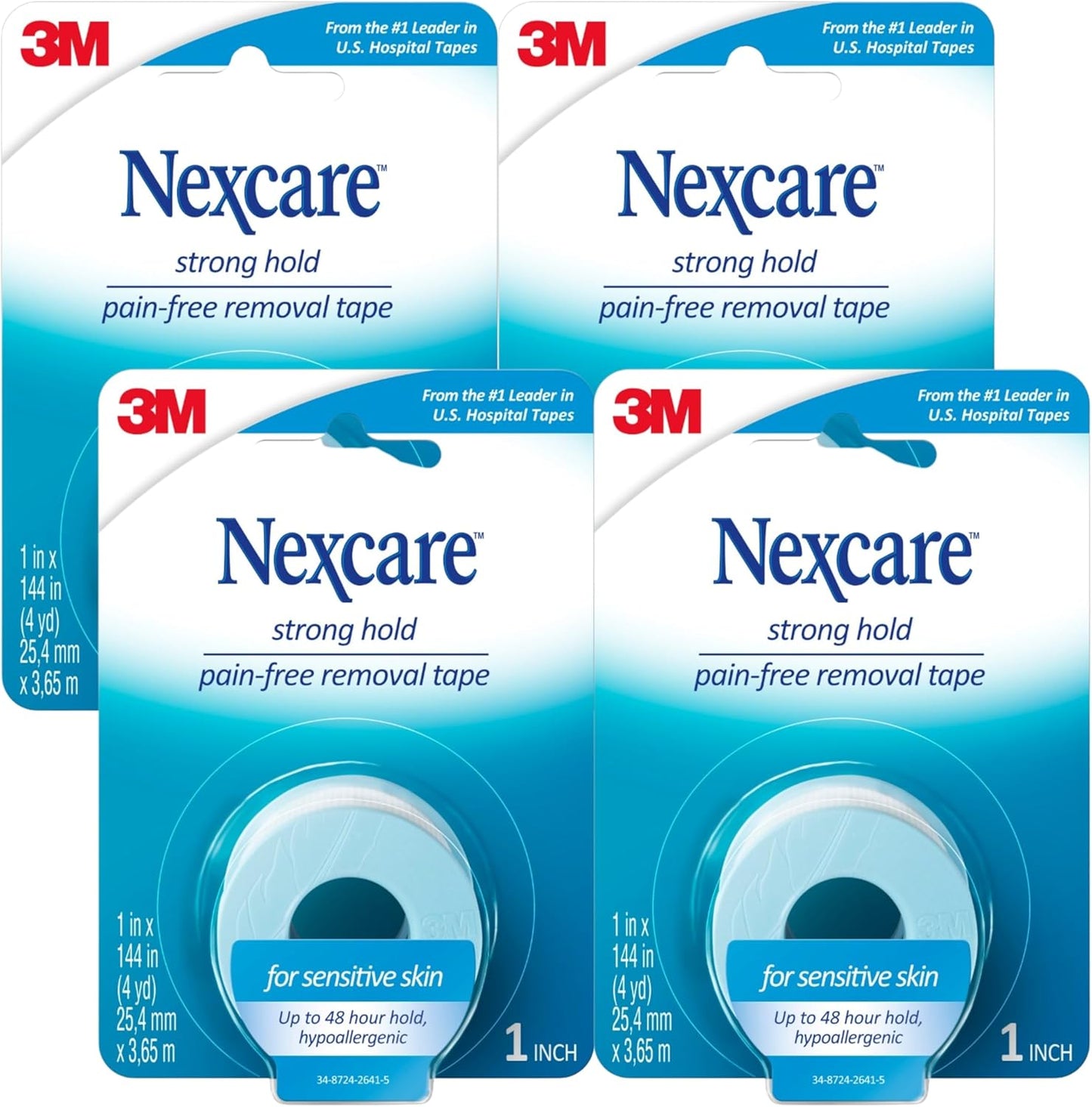 Nexcare Sensitive Skin Low Trauma Tape, 6 Count – Gentle Adhesive Medical Tape for Fragile or Delicate Skin, Hypoallergenic & Latex-Free, Ideal for Post-Surgery Care, Pediatric Use, Frequent Changes