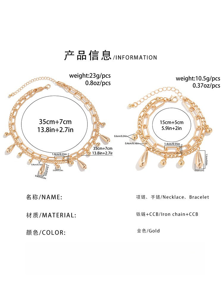 A190  Fashion Smooth Comma Pendant Necklace, Hip Hop Waterdrop Metal Chain Choker