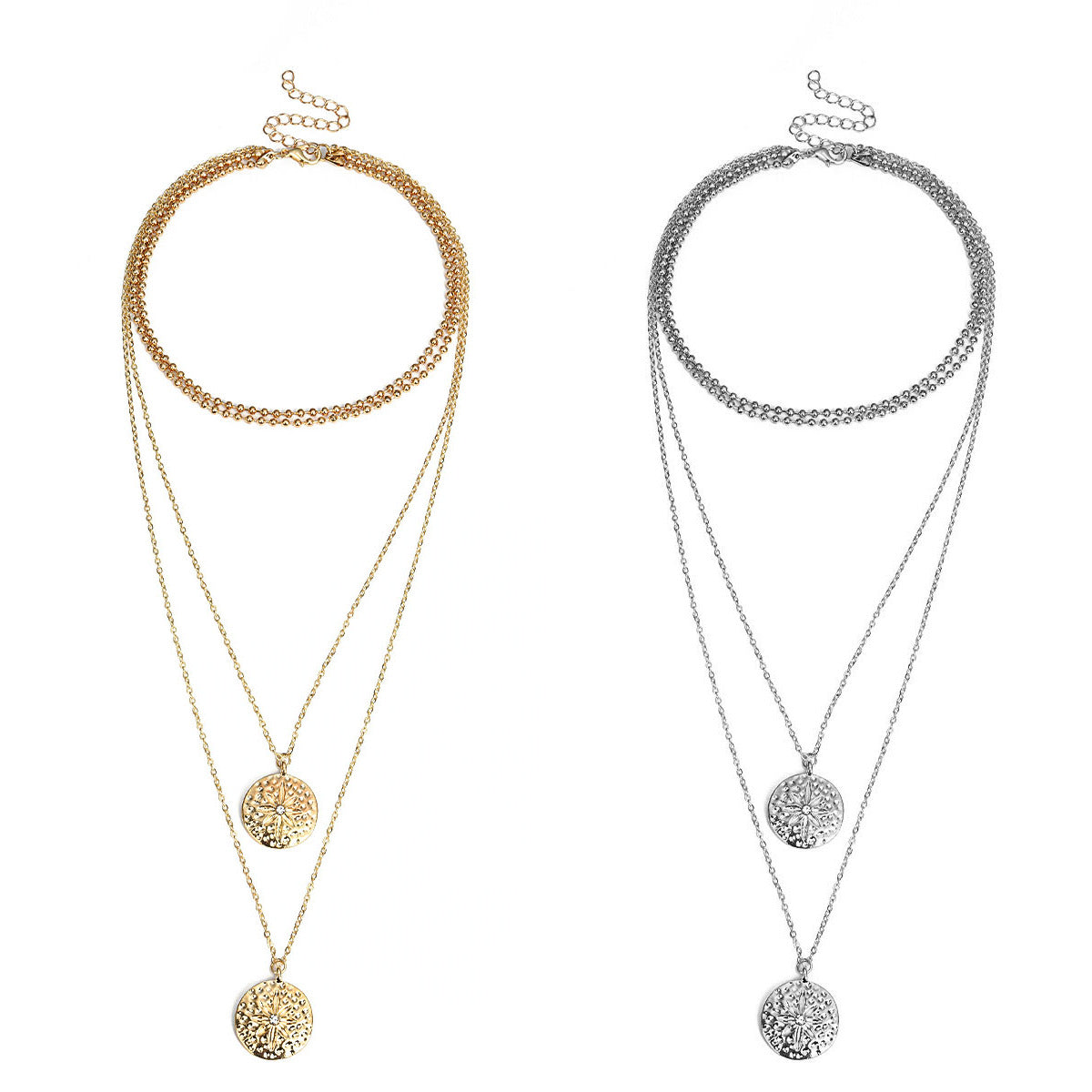 Vintage Brushed ID Engraved Multi-Layer Long Necklace, Fashion Versatile Pendant Jewelry