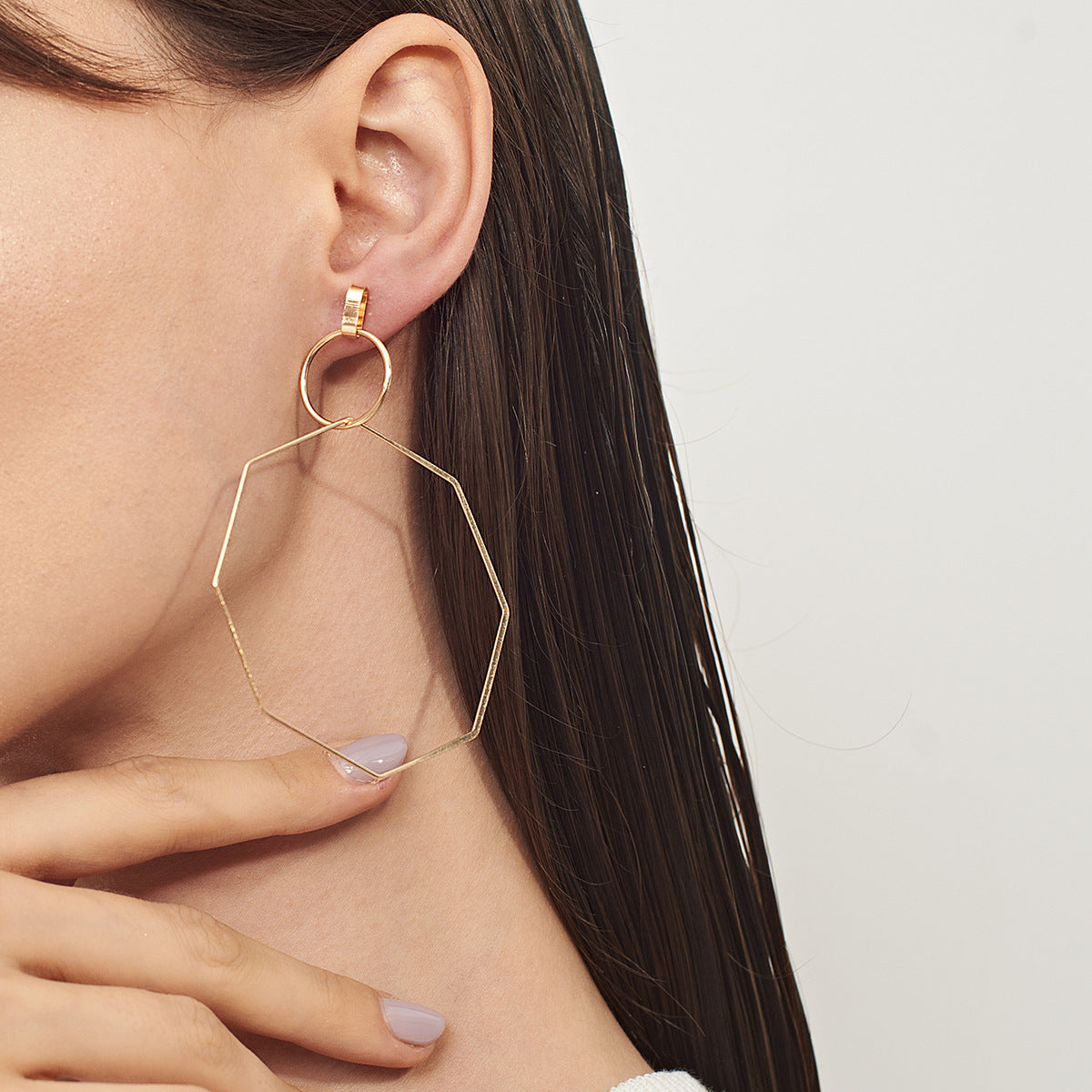 Minimalist Hollow Geometric Stud Earrings, Personality Exaggerated Versatile Fashion Earrings for Women