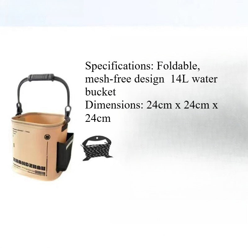 A234  Foldable Fishing Bucket for Lure Fishing, EVA Square Fish Bucket with Anti-Jump Net