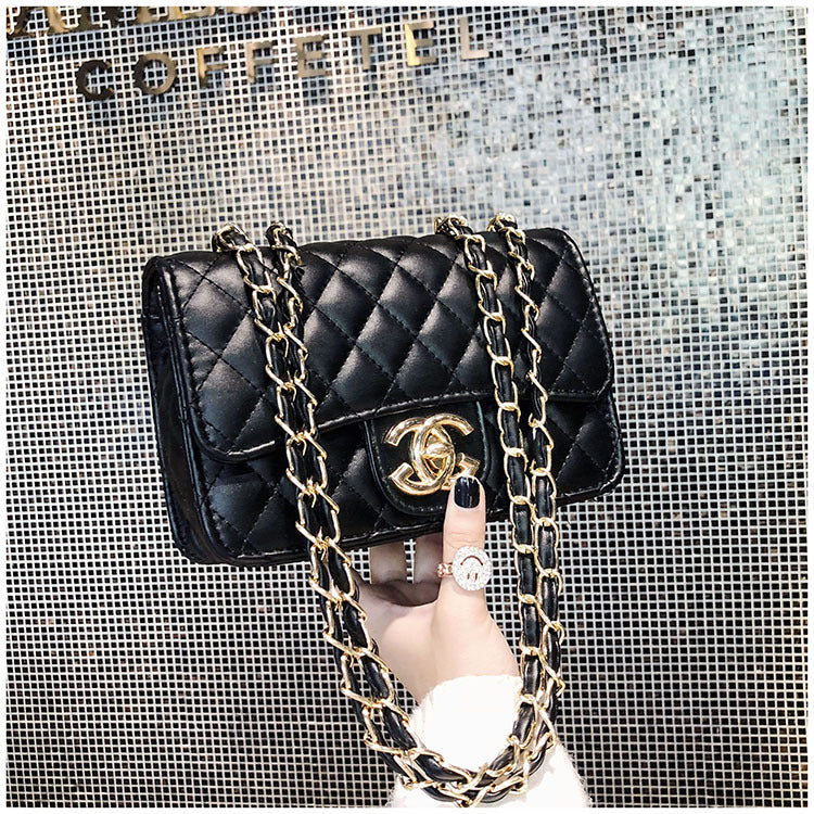 A321  Ins Style Quilted Crossbody Bag, Women's Shoulder Bag with Chain & Lock