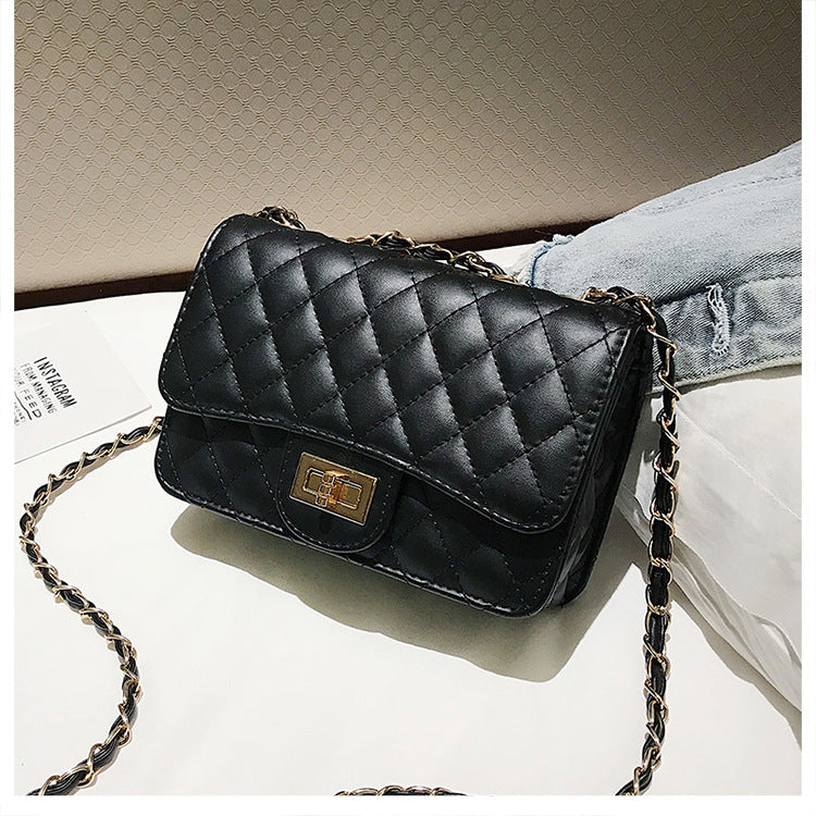 A321  Ins Style Quilted Crossbody Bag, Women's Shoulder Bag with Chain & Lock