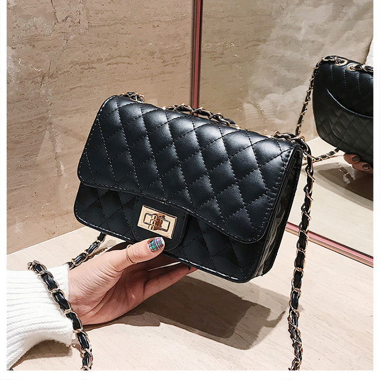 A321  Ins Style Quilted Crossbody Bag, Women's Shoulder Bag with Chain & Lock