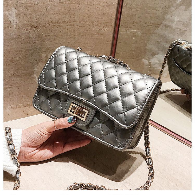 A321  Ins Style Quilted Crossbody Bag, Women's Shoulder Bag with Chain & Lock