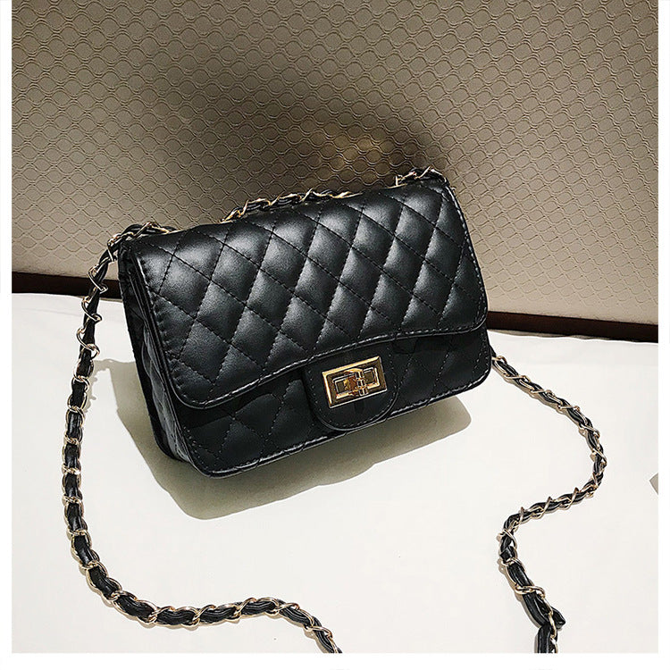 A321  Ins Style Quilted Crossbody Bag, Women's Shoulder Bag with Chain & Lock