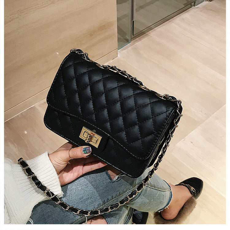 A321  Ins Style Quilted Crossbody Bag, Women's Shoulder Bag with Chain & Lock