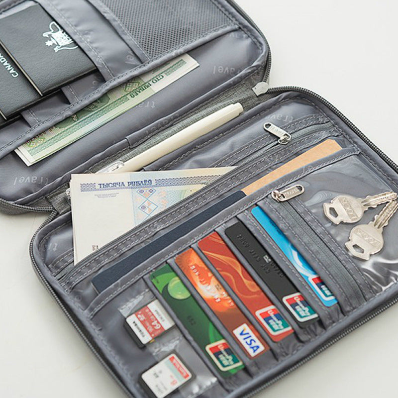 A319  Multifunctional Travel Document Bag, Waterproof Passport Wallet, Portable Card Holder Clutch