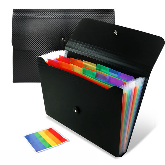 A322  Colorful PP Expanding File Folder, 7 Pocket 13 Pocket Rainbow Accordion File Organizer for Office Documents