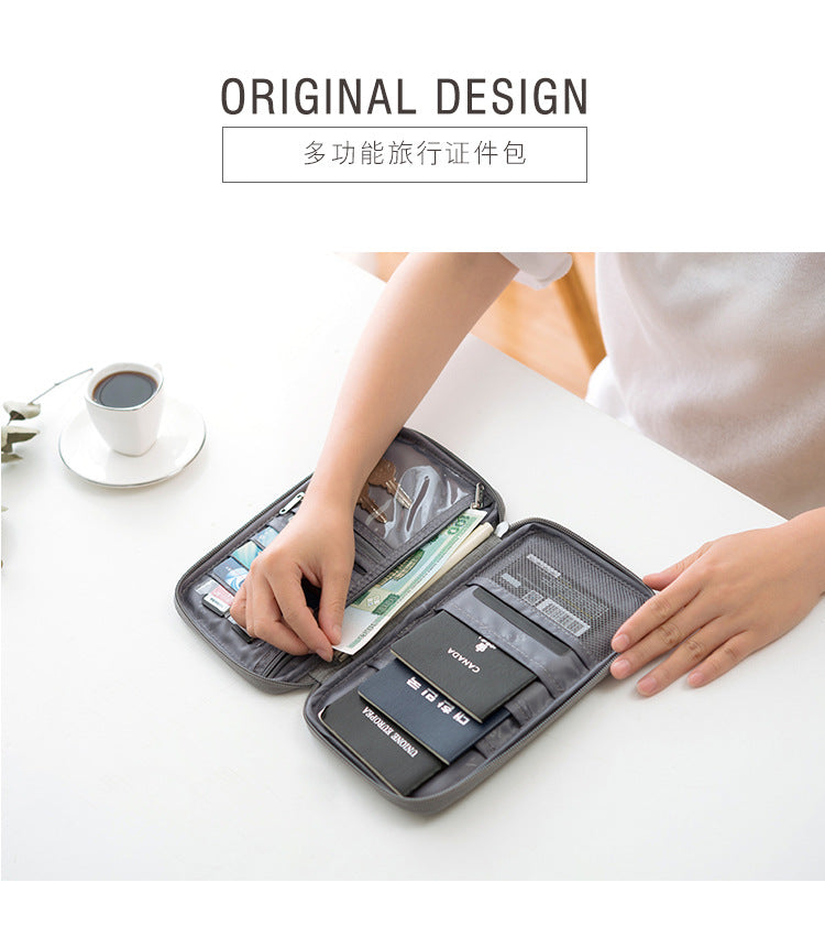A319  Multifunctional Travel Document Bag, Waterproof Passport Wallet, Portable Card Holder Clutch
