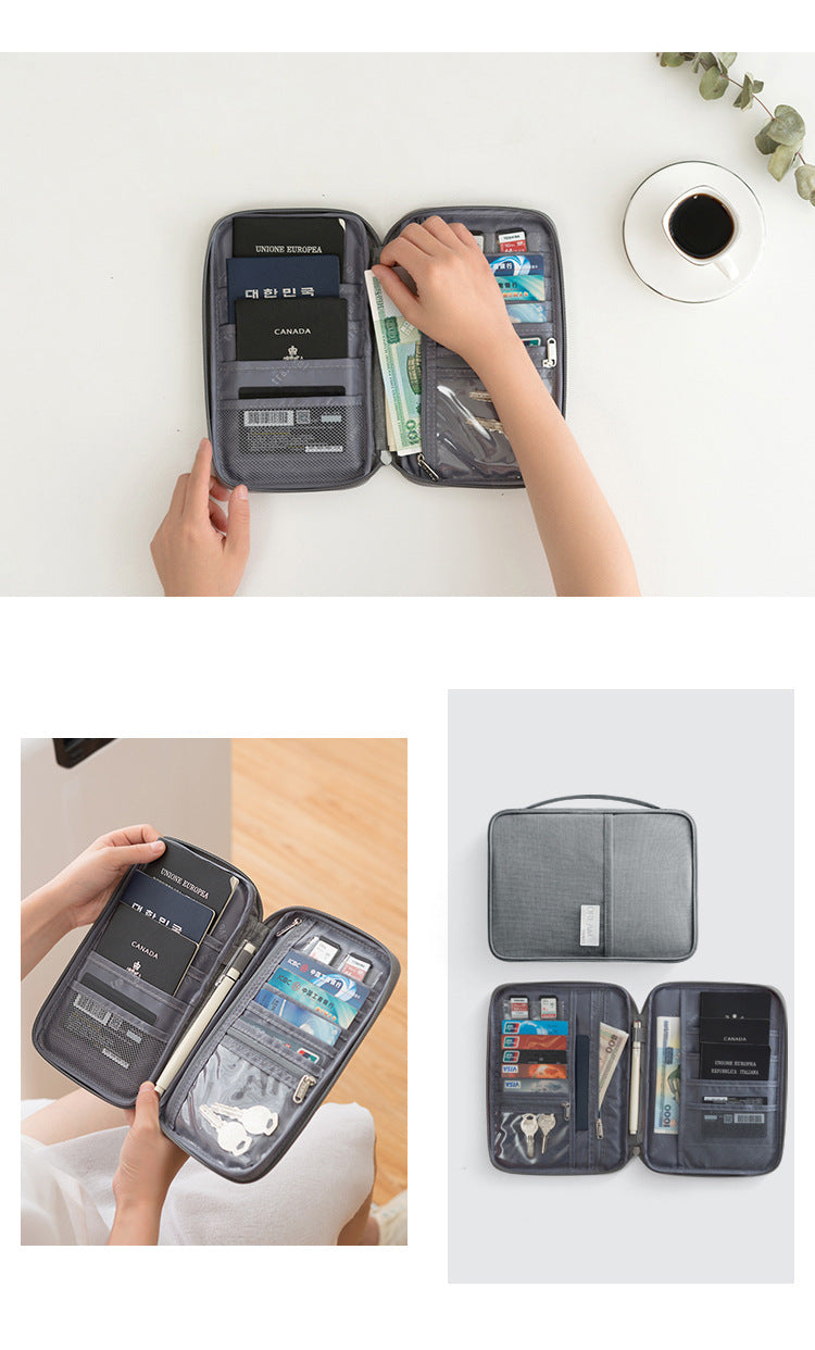 A319  Multifunctional Travel Document Bag, Waterproof Passport Wallet, Portable Card Holder Clutch
