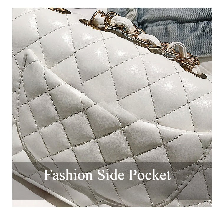 A321  Ins Style Quilted Crossbody Bag, Women's Shoulder Bag with Chain & Lock