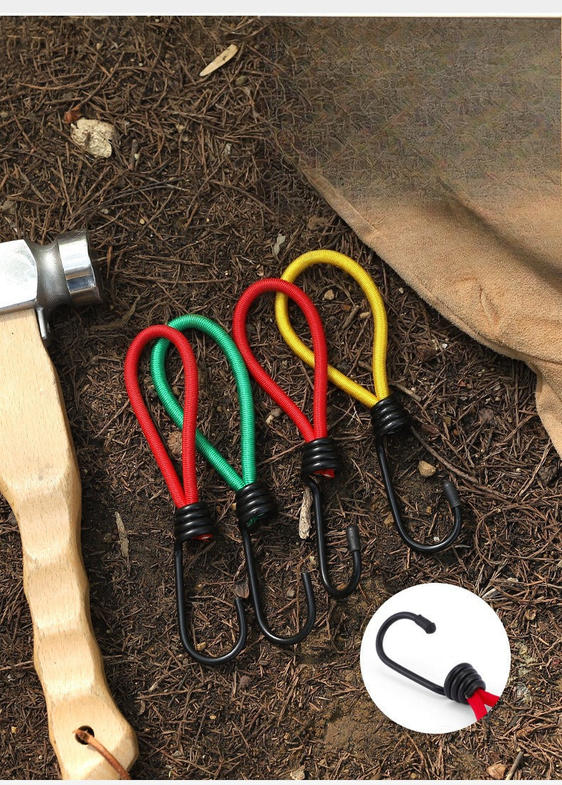 A294  Outdoor Tent Bungee Cord with Adjustable Buckle, Canopy Guy Rope, Ground Pegs, Multi-Function Camping Accessories