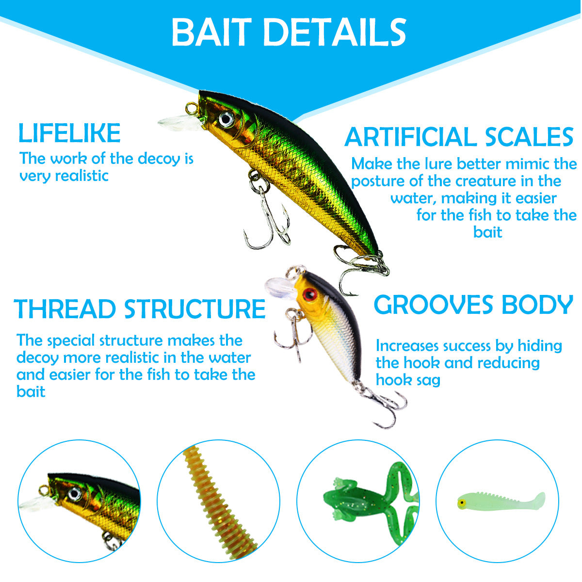A243  Multifunctional Fishing Lures Combo, Glow Jigs Spoons Soft Lures Minnow Starter Fishing Kit