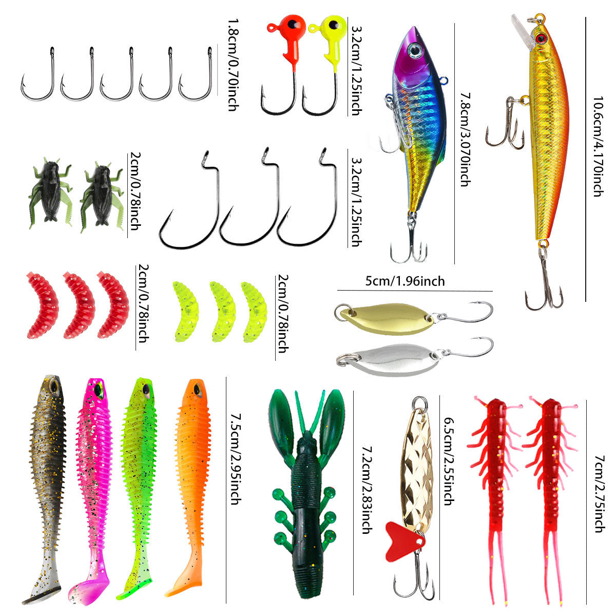 A245  Mystery Fishing Lures Set, Multi-purpose Fishing Kit for Largemouth Bass, Smallmouth Bass & Trout