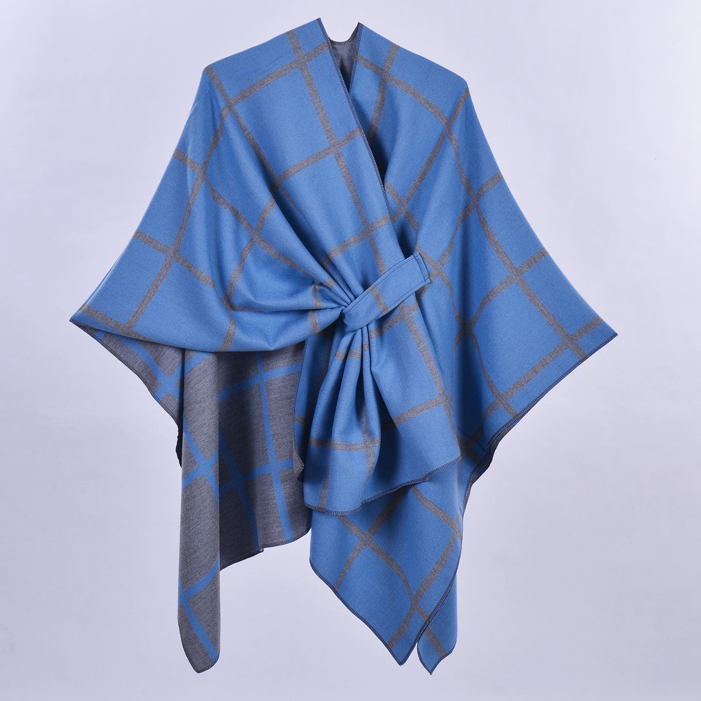 Classic Plaid Wrap-Around Scarf for Fall and Winter Tie-Front Cardigan Outerwear Office Blanket for Warmth