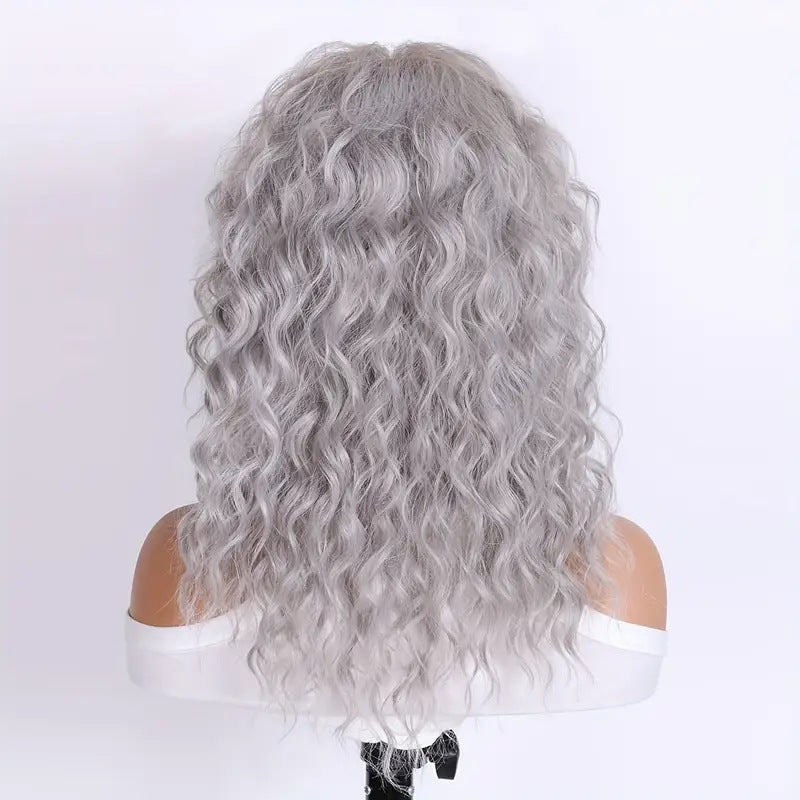 A236  High-Quality Kanekalon Body Wave Wig, Highlight Middle Part Natural Fluffy Wig for Women