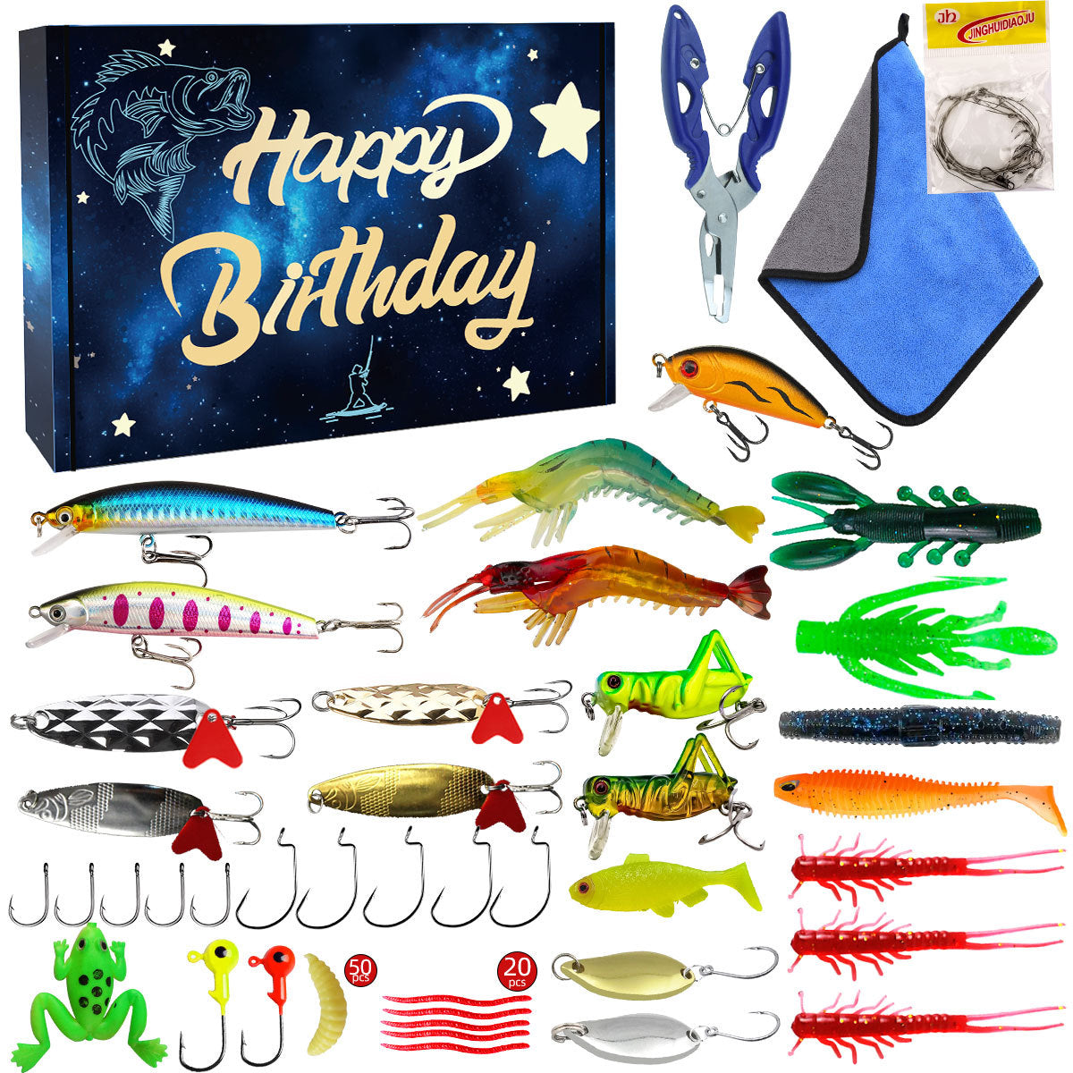 A245  Mystery Fishing Lures Set, Multi-purpose Fishing Kit for Largemouth Bass, Smallmouth Bass & Trout