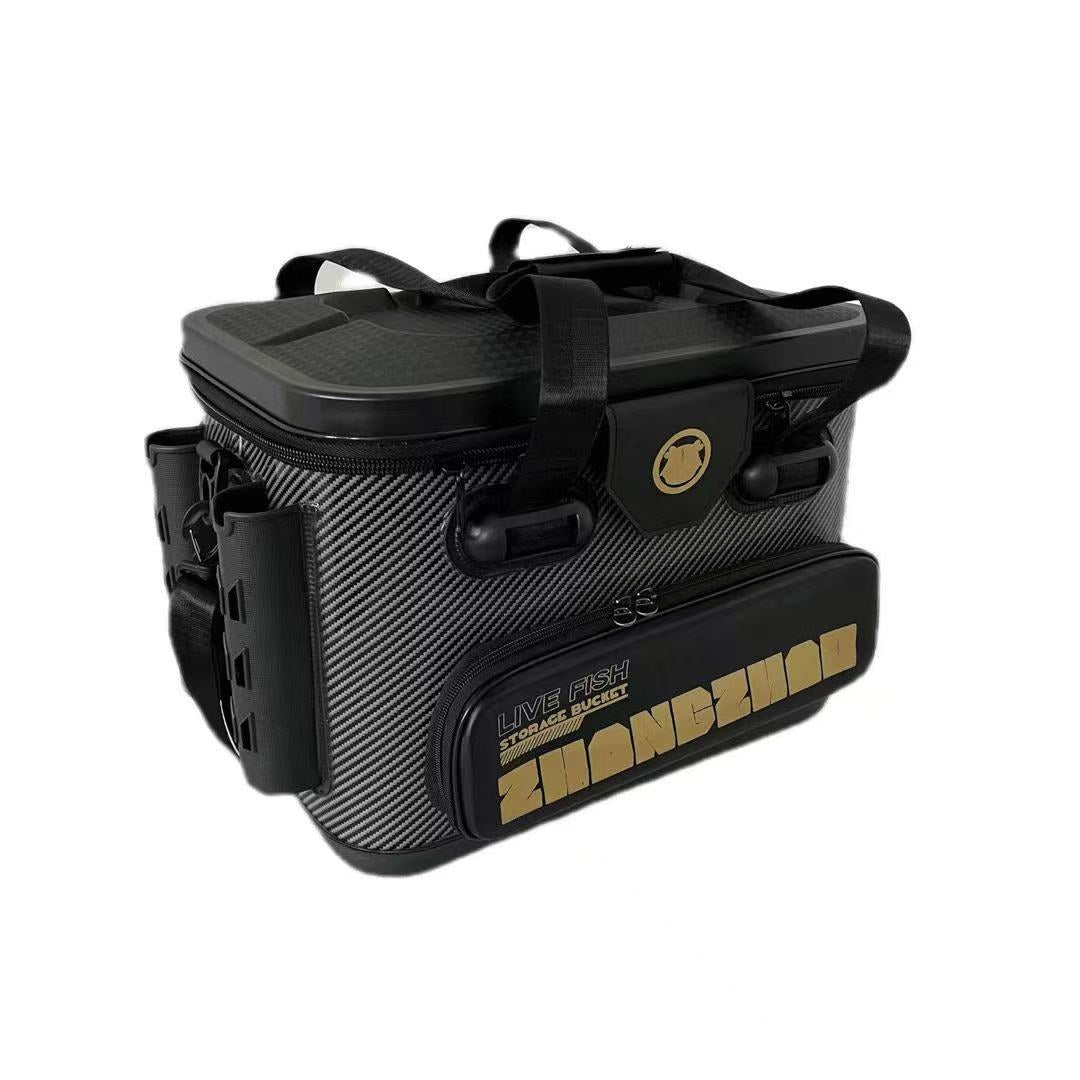 A239  Thickened Fishing Live Fish Box, Hard Shell Rod Holder, Portable Backpack & Handheld Multifunction Fishing Bucket