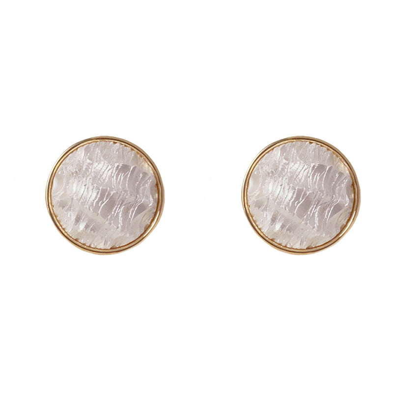 A244  Unique Design Metal Texture Round Earrings, Light Luxury Minority Minimalist Elegant Stud Earrings for Women