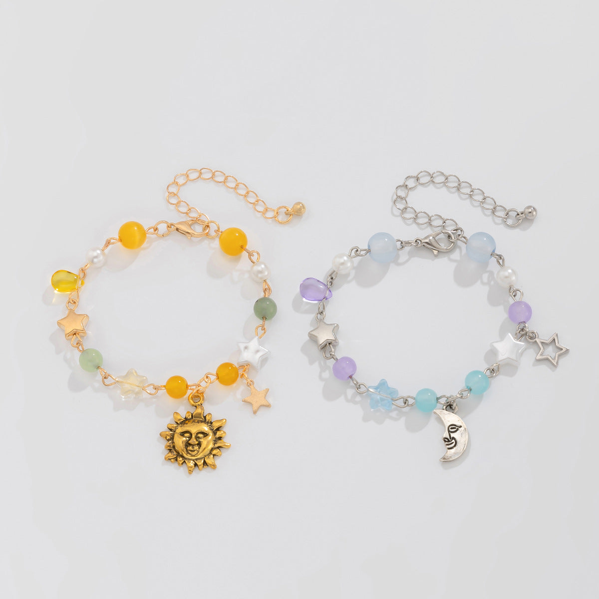 A176  Vintage Elephant & Bull OT Clasp Chain Bracelet, Unique Heart Faux Pearl Shell Jewelry