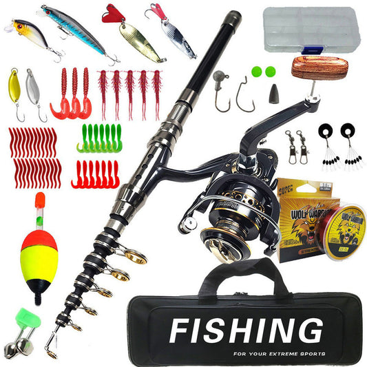 F348  Lure Fishing Rod Reel Full Set Long Casting Fishing Gear with Soft Lures Minnow Hooks Fishing Line