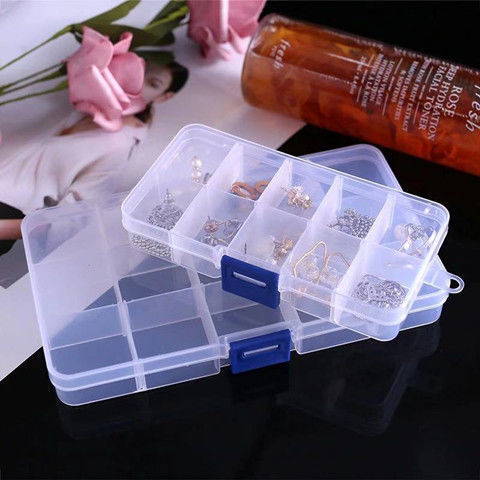 A267  10/15 Grids Multi-Functional Storage Box, Removable Dividers, Lure Box & Jewelry Organizer