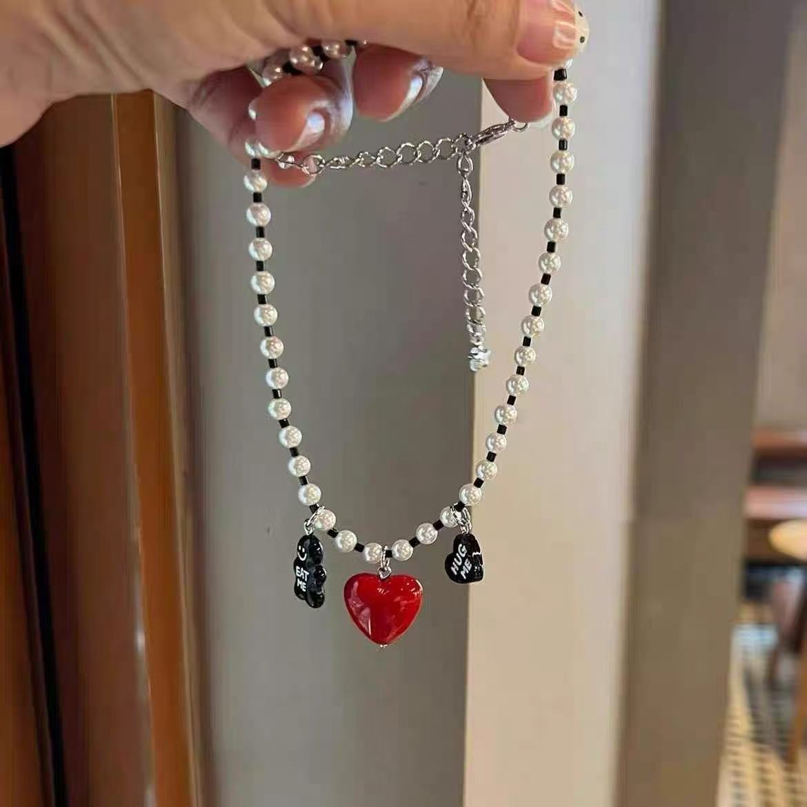 A301  Fashion Dopamine Beaded Cat Necklace, Personality Sweet Style All-Match Choker Jewelry