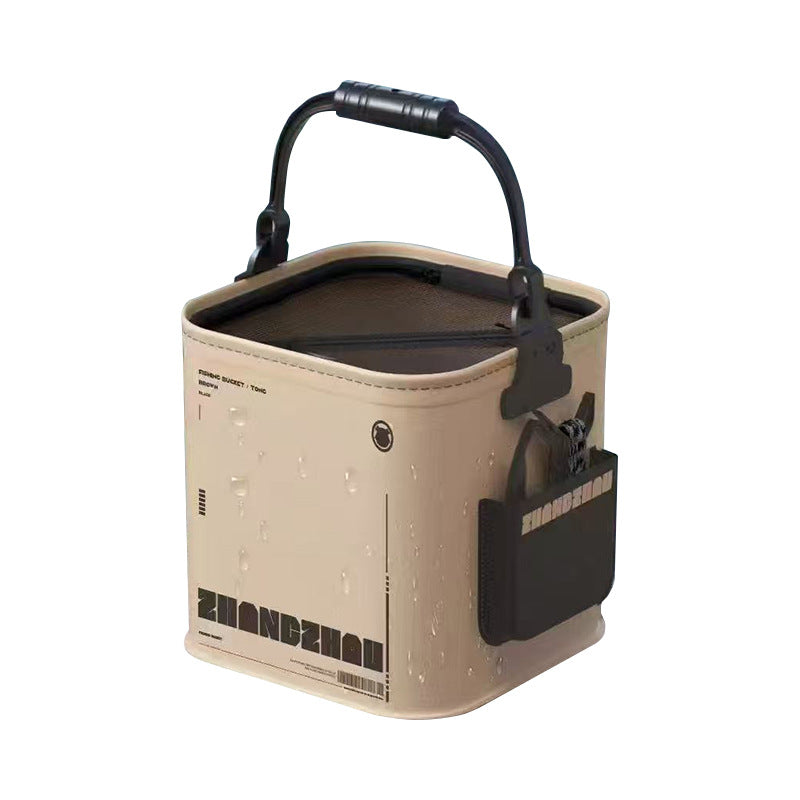 A234  Foldable Fishing Bucket for Lure Fishing, EVA Square Fish Bucket with Anti-Jump Net