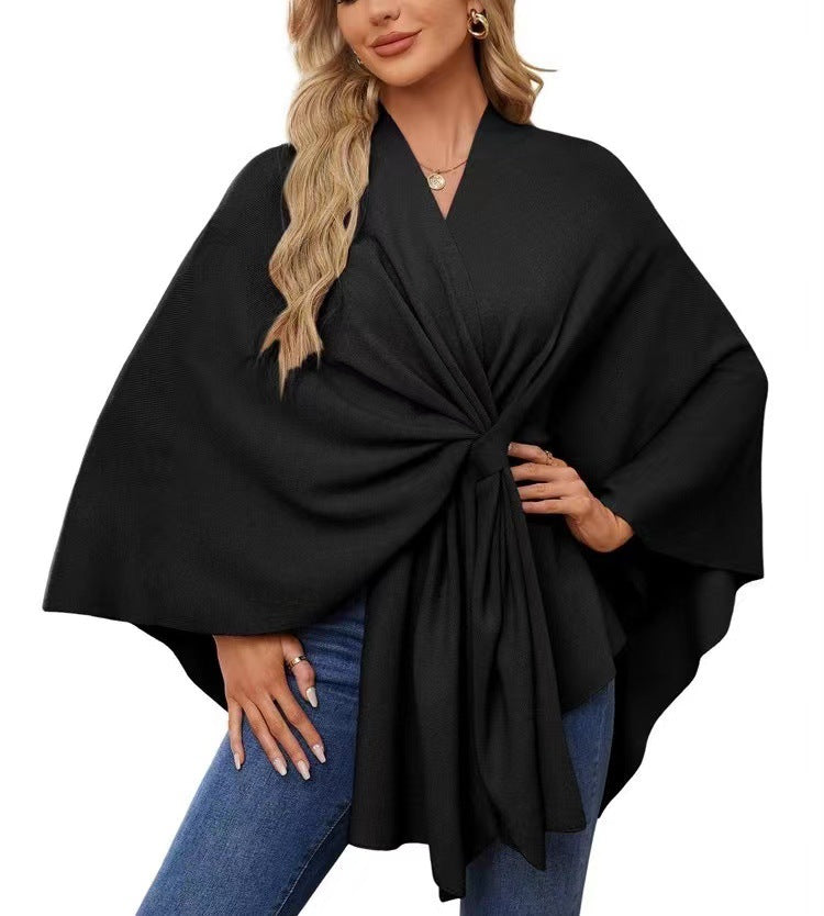 Women's Elegant Shawl Wraps Soft Open Front Poncho Sweater for Spring Fall Winter