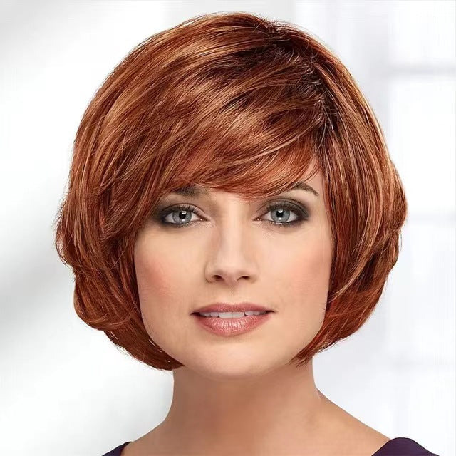 A269  Multi-Color Realistic Short Curly Wig, Side Bangs Bob, Versatile Commute Women's Wig
